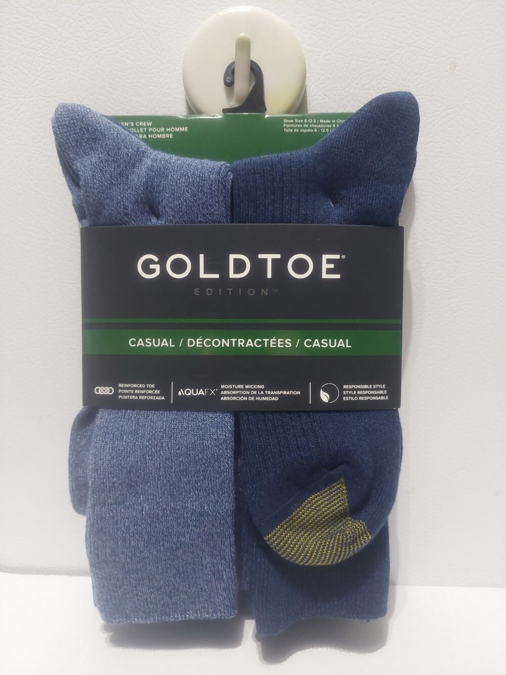 GoldToe Men's Casual Crew socks --6pack--size 6-12.5--different colors New
